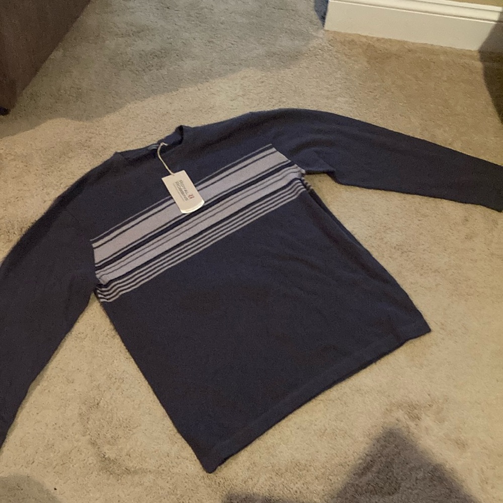 Men's Navy Blue Striped Sweater